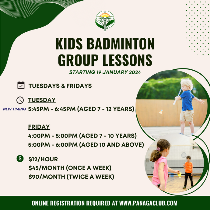 Kids Badminton Group Lessons Time Change