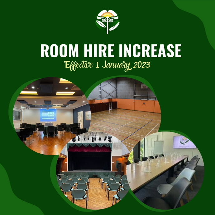 Room Hire Increase Effective 1 January 2023