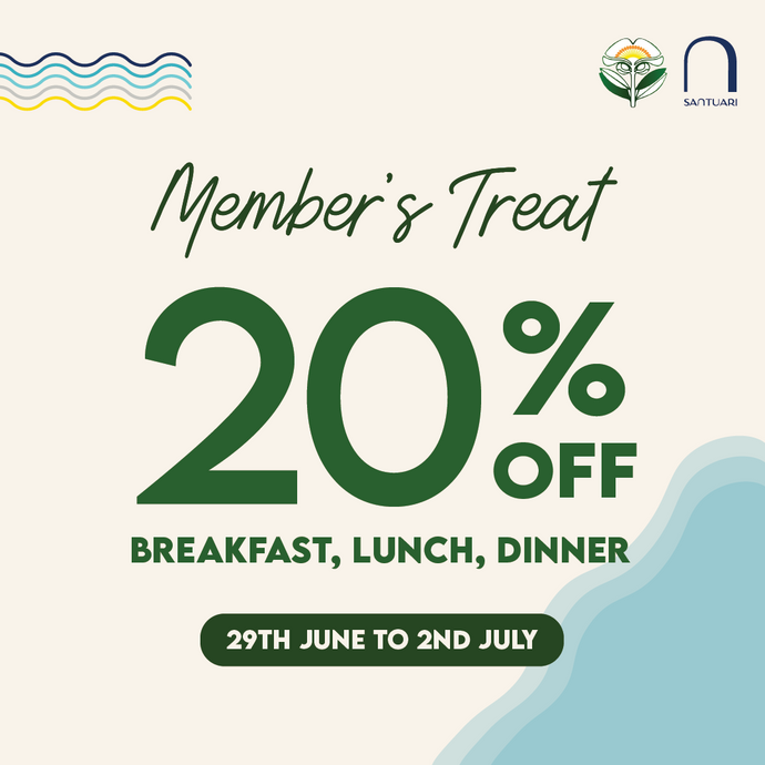 Get Your Member's Treat: 20% Off on Breakfast, Lunch and Dinner
