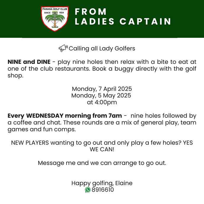 From Ladies Golf Captain