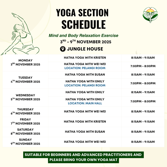 Yoga Schedule 3 to 9 November 2025