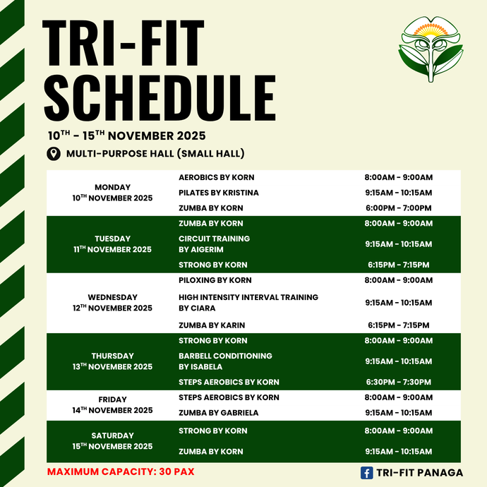 Tri-fit Schedule 10 - 15 November 2025