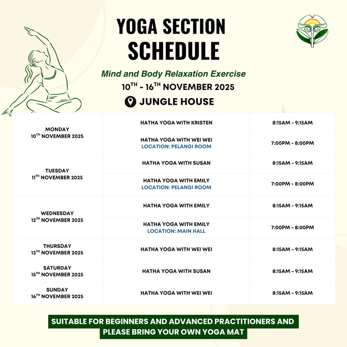 Yoga Schedule 10 - 16 November