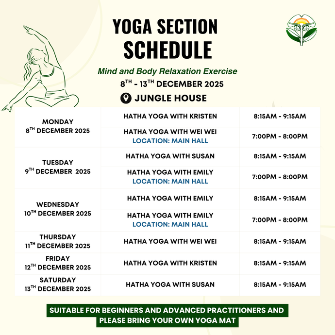 Yoga Schedule 8 to 13 December 2025