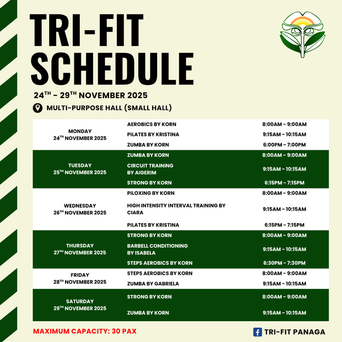 Tri-fit Schedule 24 to 29 November 2025