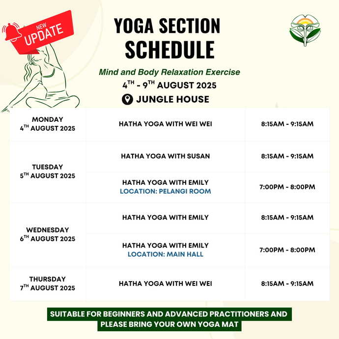 Yoga Schedule 4 to 9 August 2025