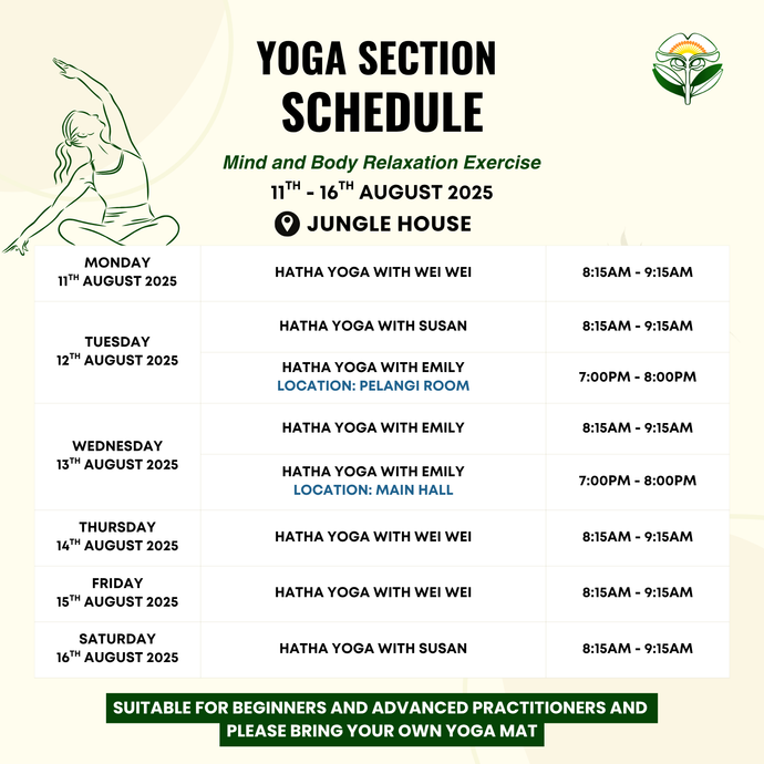 Yoga Schedule 11 August To 16 August 2025