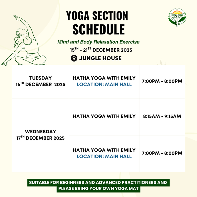 Yoga Schedule 15 to 21 December 2025