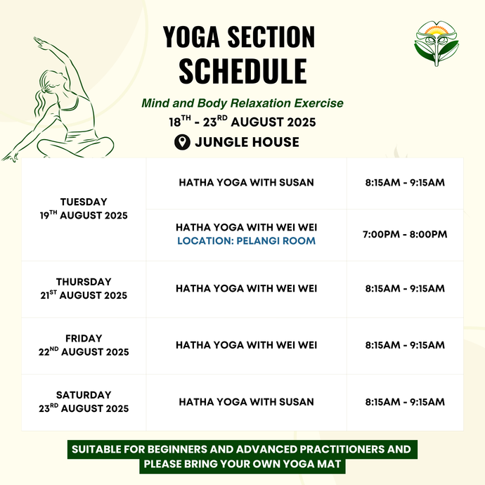 Yoga Schedule 18 August to 23 August 2025