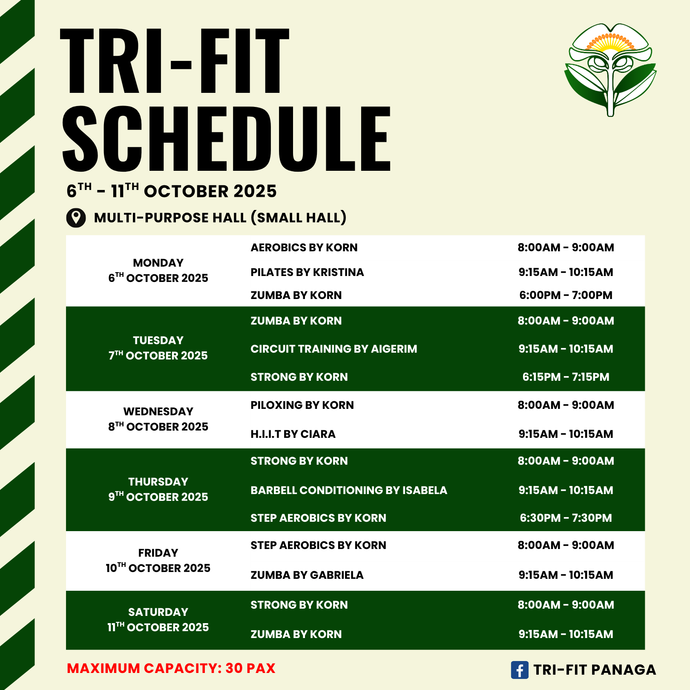 Tri-fit Schedule 6 - 11 October 2025