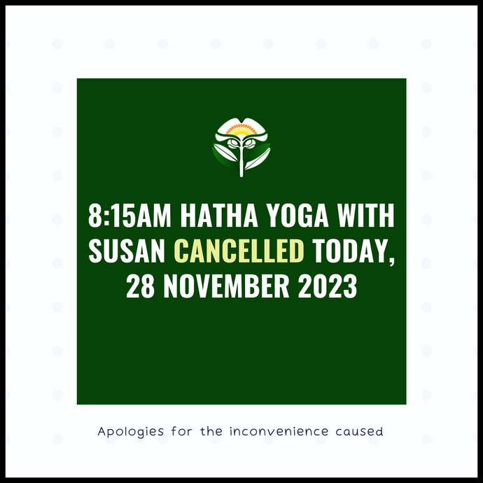 Hatha Yoga with Susan Cancelled Today, 28 November 2023