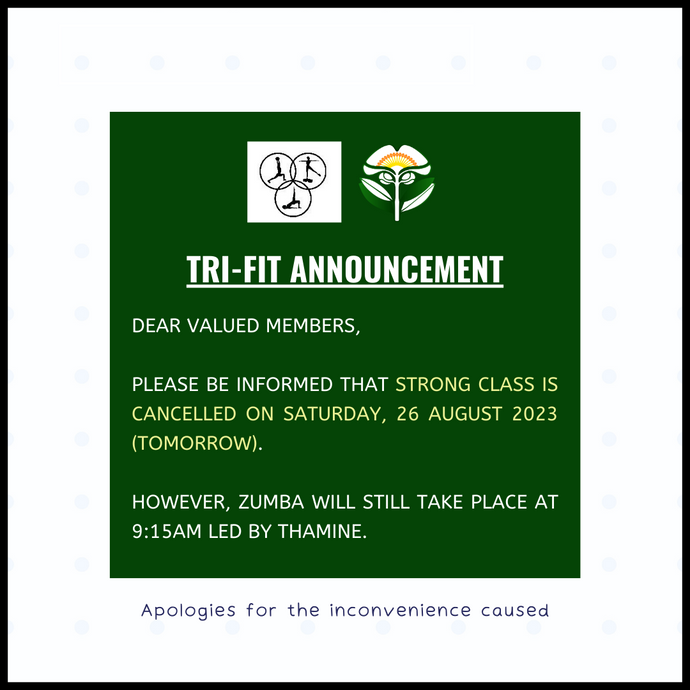 Strong Class Cancelled on Saturday, 26 August 2023