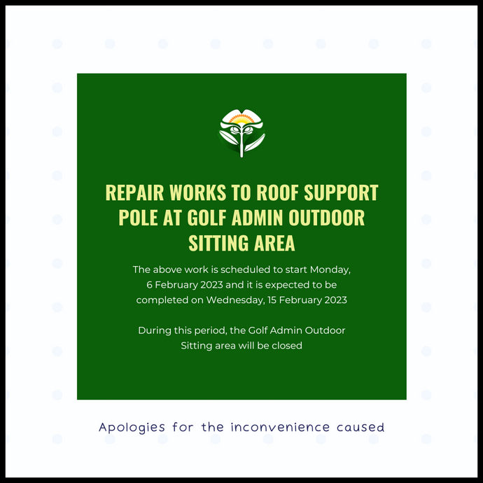 Repair Works to Roof Support Pole at Golf Admin Outdoor Sitting Area