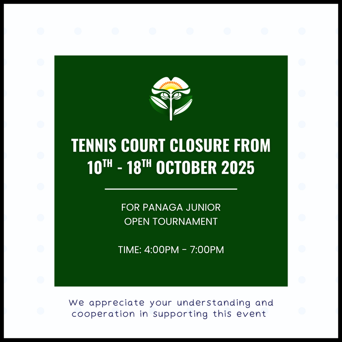 Temporary Closure of Tennis Court For Panaga Junior Open Tournament Event