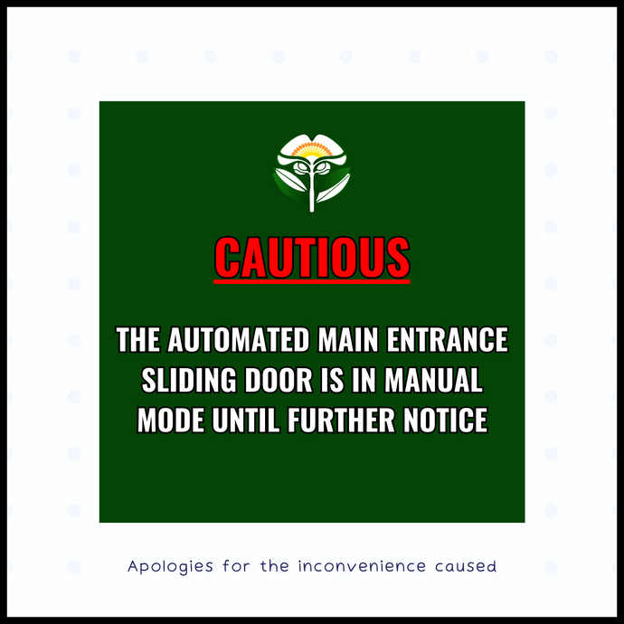 Automated Main Entrance Sliding Door Temporarily Operating In Manual Mode
