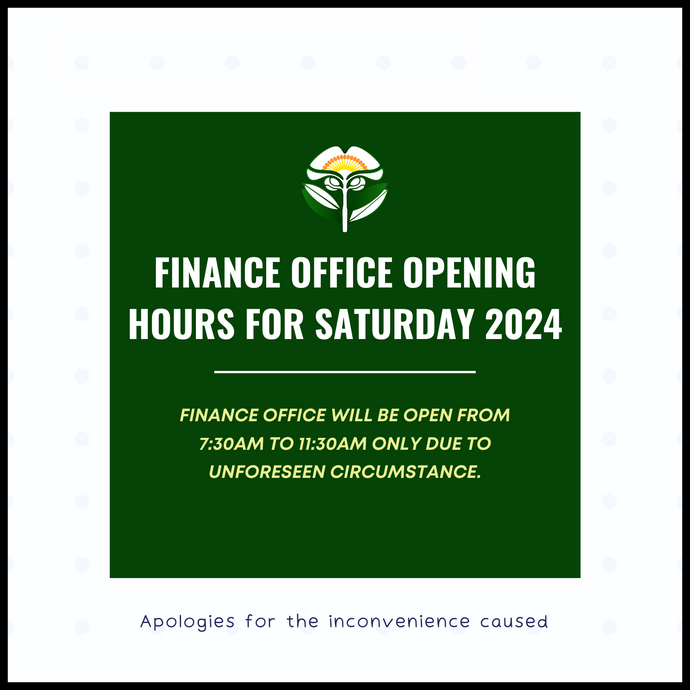 Finance Office Opening Hours For Saturday, 27 April 2024