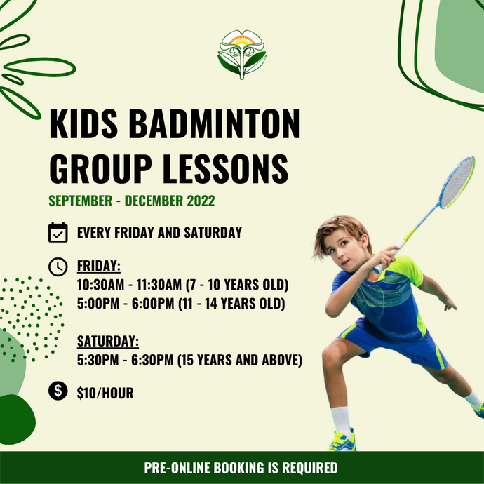 Kids Badminton Group Lesson Starting September 2022