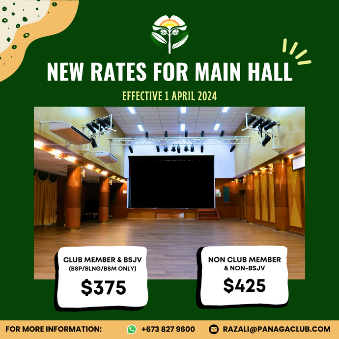 New Rates For Main Hall