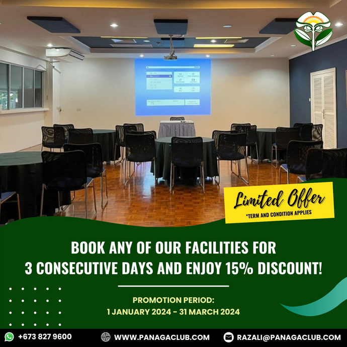 Book Any Of Our Facilities For 3 Consecutive Days & Enjoy 15% Discount!