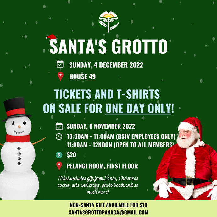 Tickets & T-Shirt Sale For One Day - Santa Grotto