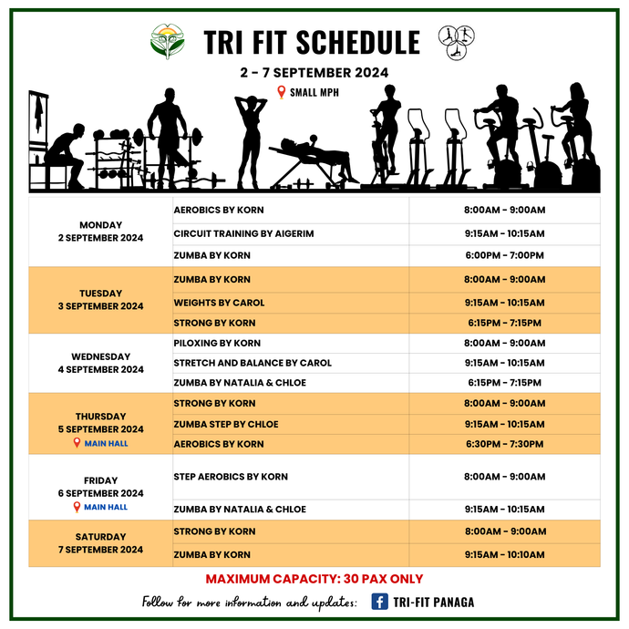 Tri-fit Schedule 2 to 7 September 2024