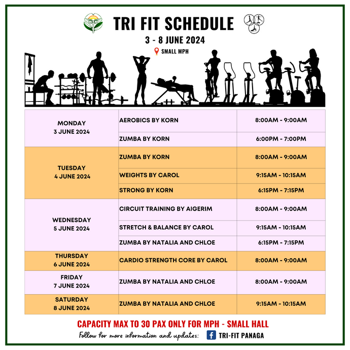 Tri-fit Schedule 3 to 8 June 2024