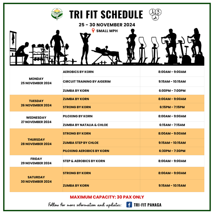 Tri-fit Schedule 25 - 30 November 2024