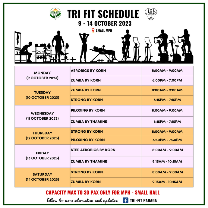Tri-Fit Schedule 9 to 14 October 2023