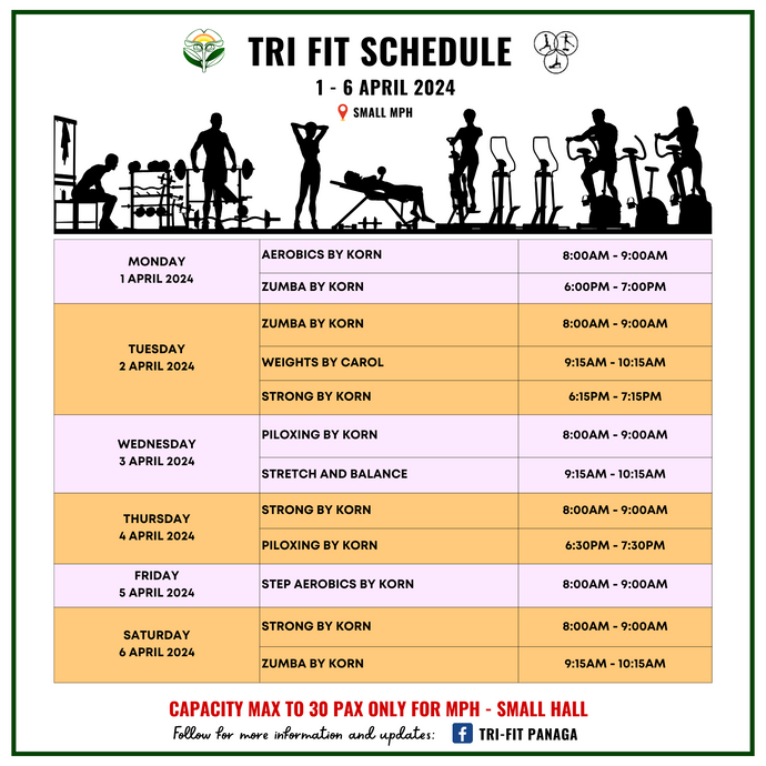 Tri-fit Schedule 1 to 6 April 2024