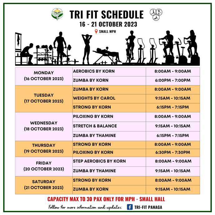 Tri-Fit Schedule 16 to 21 October 2023
