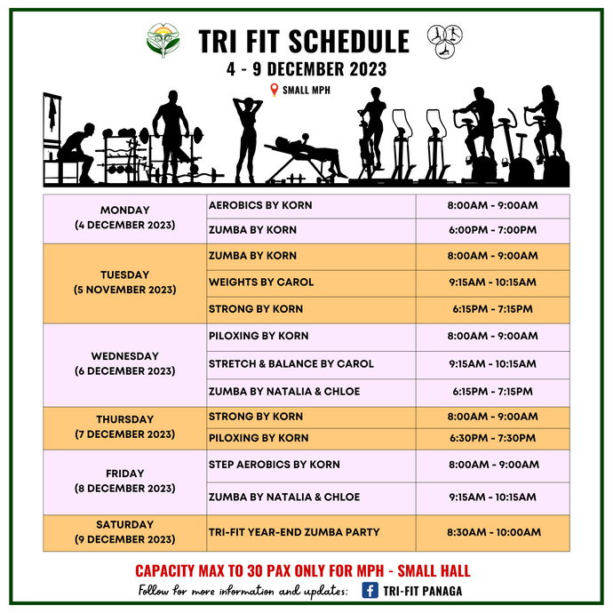 Tri-fit Schedule 4 To 9 December 2023