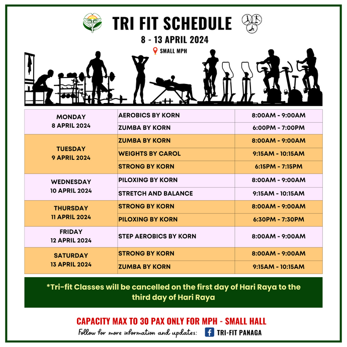 Tri-fit Schedule 8 to 13 April 2024