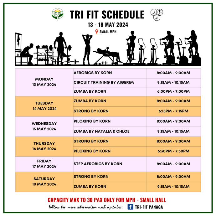 Tri-fit Schedule 13 to 18 May 2024