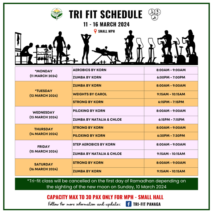 Tri-fit Schedule 11 to 16 March 2024