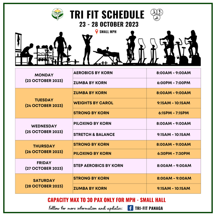 Tri-Fit Schedule 23 to 28 October 2023