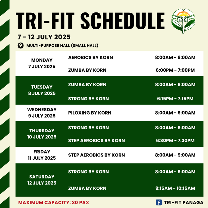 Tri-fit Schedule 7 to 12 July 2025