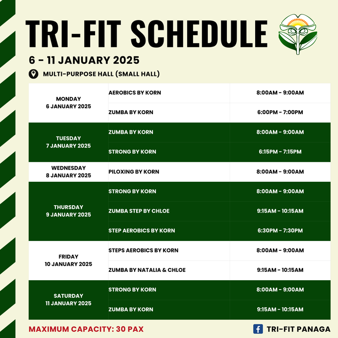 Tri-fit Schedule 6 to 11 January 2025