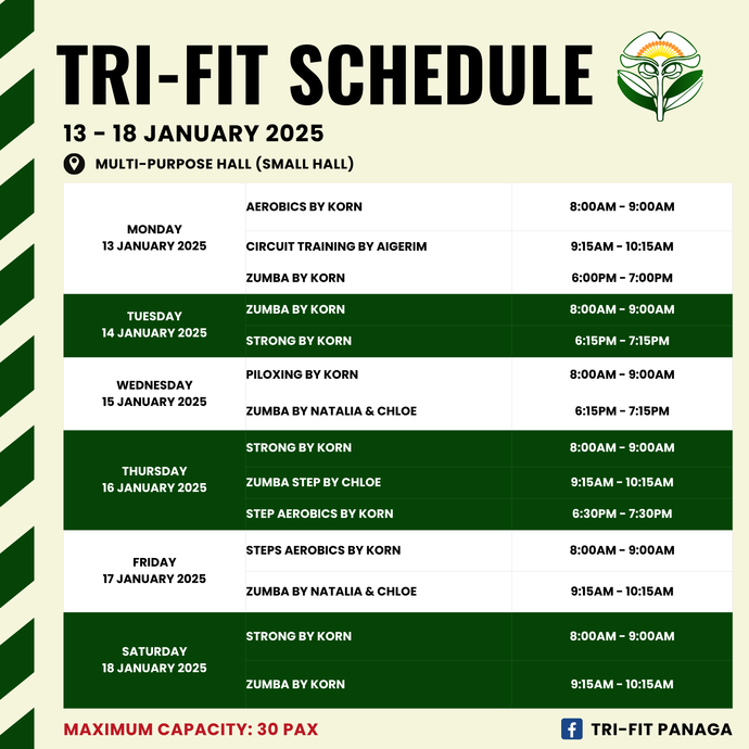 Tri-fit Schedule 13 to 18 January 2025