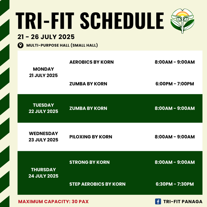 Tri-fit Schedule 21 to 26 July 2025
