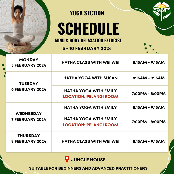 Yoga Schedule 5 to 10 February 2024