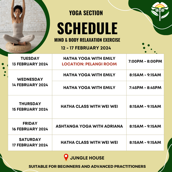 Yoga Schedule 12 to 17 February 2024