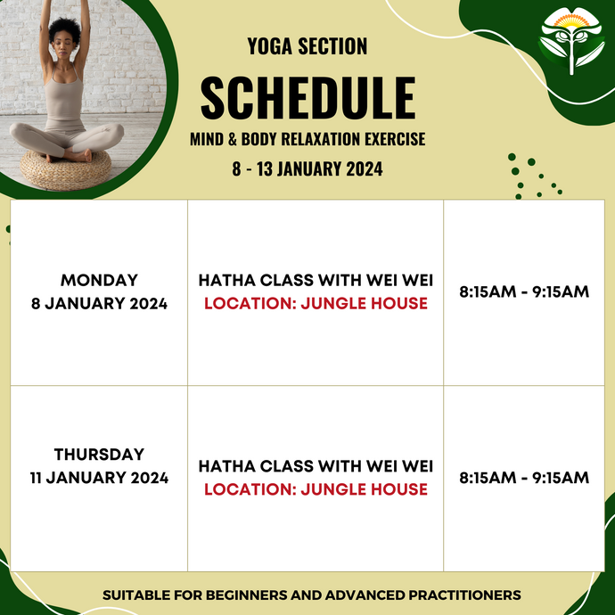 Yoga Schedule 8 to 13 January 2024