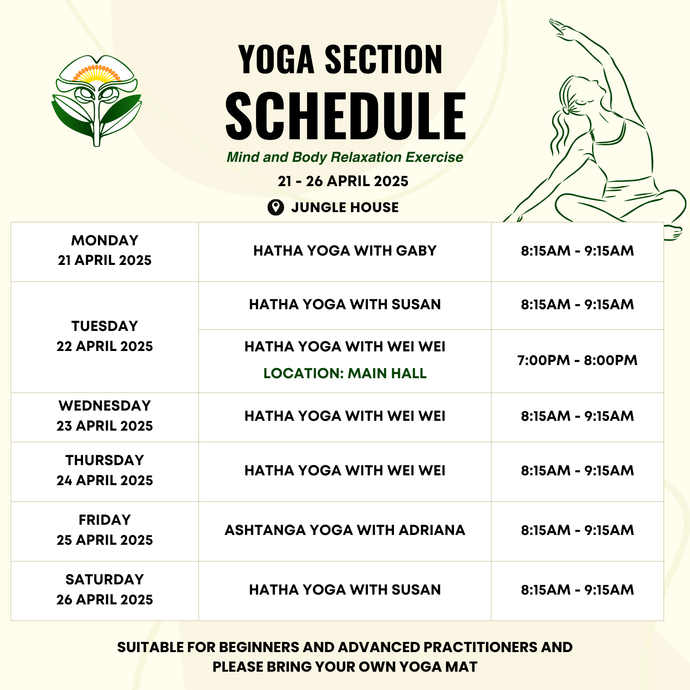 Yoga Schedule 21 to 26 April 2025