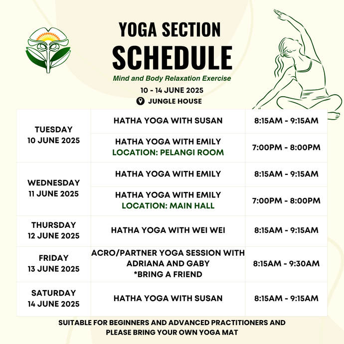 Yoga Schedule 10 to 14 June 2025