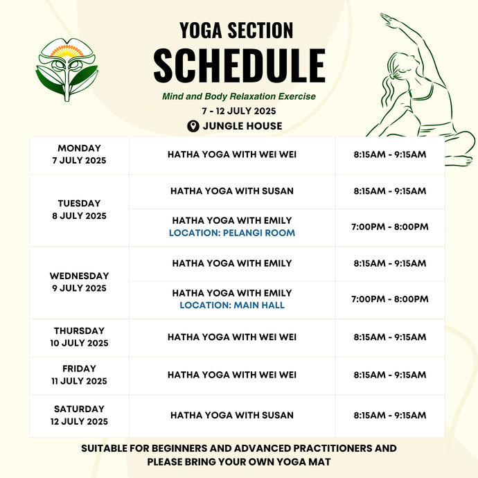 Yoga Schedule 7 to 12 July 2025