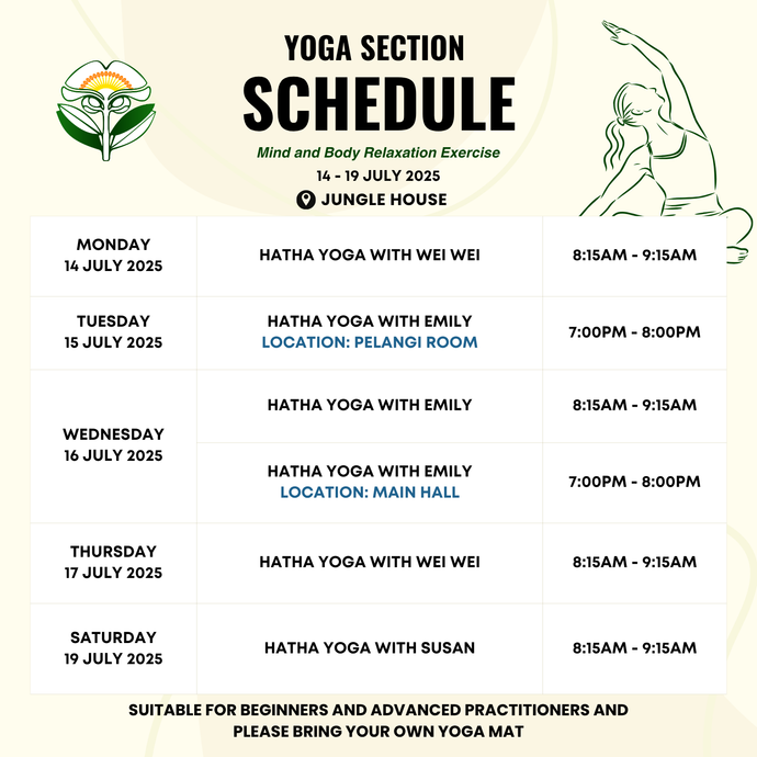Yoga Schedule 14 to 19 July 2025