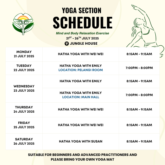 Yoga Schedule 21 to 26 July 2025
