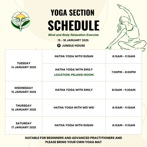 Yoga Schedule on 13 to 18 January 2025