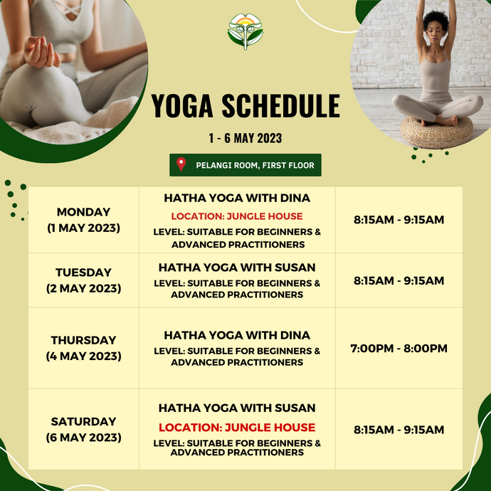 Yoga Schedule 1 - 6 May 2023