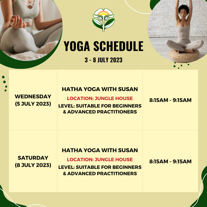Yoga Schedule 3 to 8 July 2023